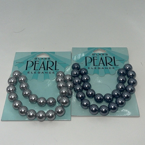 Glass pearl elegance new 10mm charcoal and silver - Picture 1 of 5